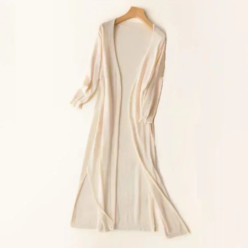 Vireous Long Loose Minimalist Lightweight Cardigan Coat