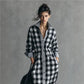 Vireous Bold Gingham Long Dress, Vacation Dress with Pockets