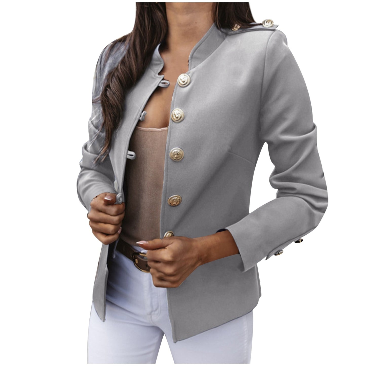 Vireous Women's Casual Slim Fit Military Style Jacket, Multi Colours