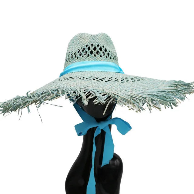 Women's Summer Raffia Hat, Wide Brimmed Sun Protection, Popping Colours