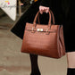 Large Capacity London-Design Crocodile Leather Vintage Tote Handbag