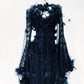 Dark Cross Romantic Goth Vintage Lace Evening Dress with Floral Appliques