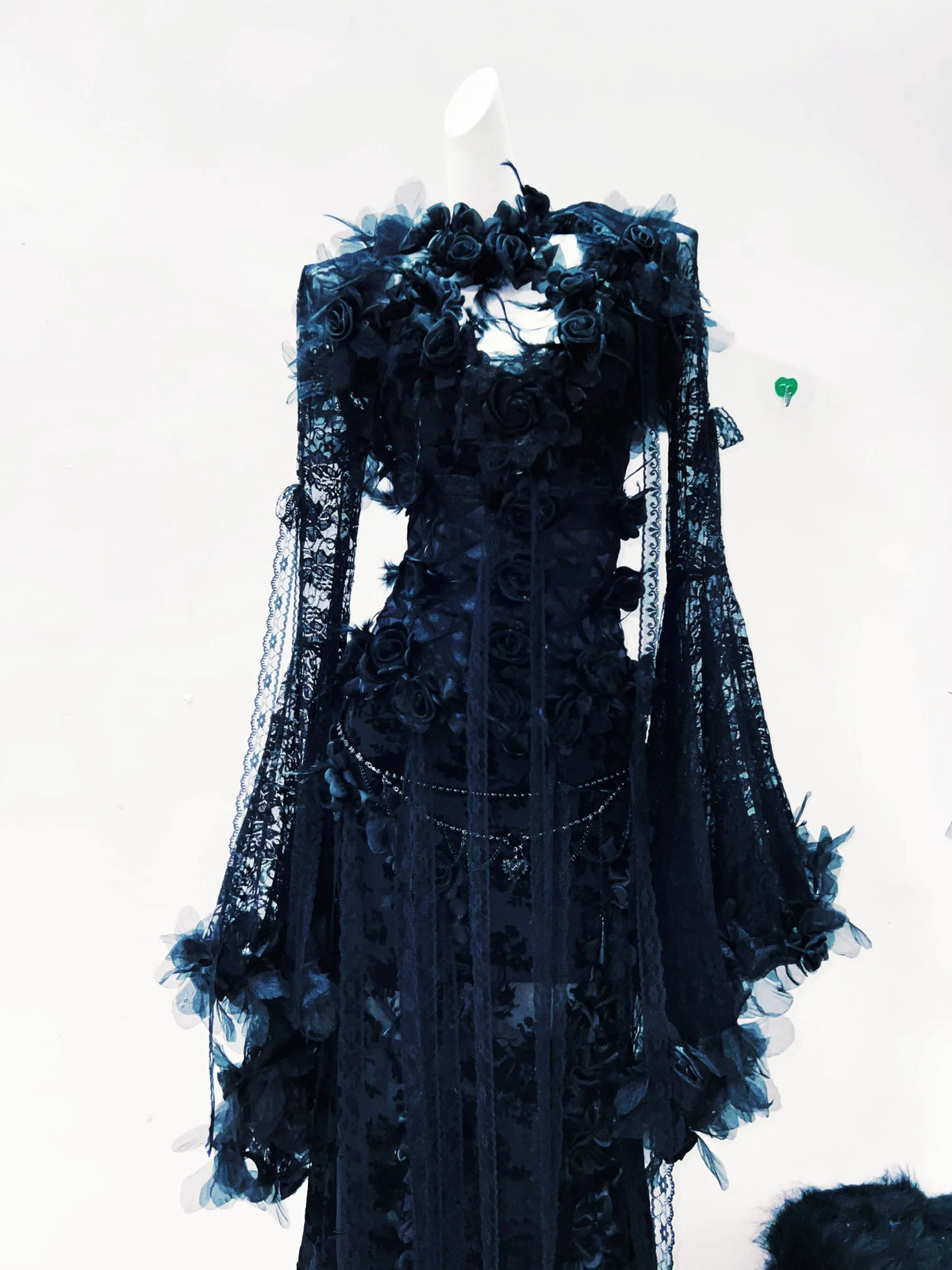 Dark Cross Romantic Goth Vintage Lace Evening Dress with Floral Appliques