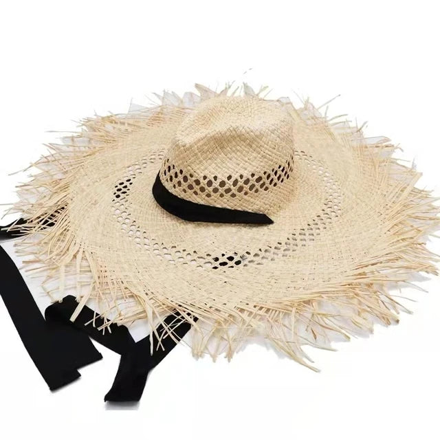 Women's Summer Raffia Hat, Wide Brimmed Sun Protection, Popping Colours