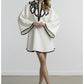 Avant Garde Black and White Contrast Bell-Sleeve Loose Fit Mini Dress