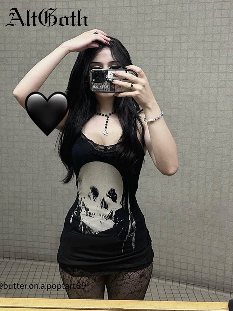 AltGoth Cyber Punk Goth Mini Dress in Black