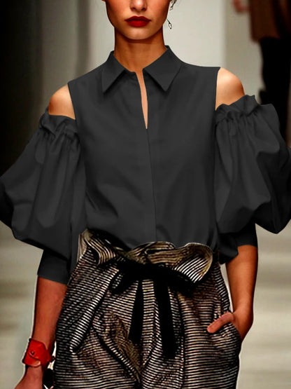 Vireous Women's Tuxedo Dress Shirt