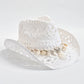 Women's Summer Hand Woven Straw Hat with Natural Shell Decoration