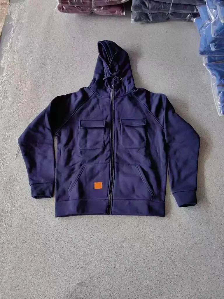 Men's Thickened Solid Hoodie, Mullti Pockets