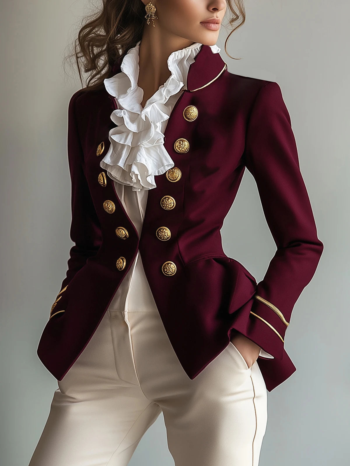 Vireous Women's Tailored Military-Style Fashion Blazer