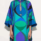 Colourful Abstract Print Kaftan Dress, Party Dress