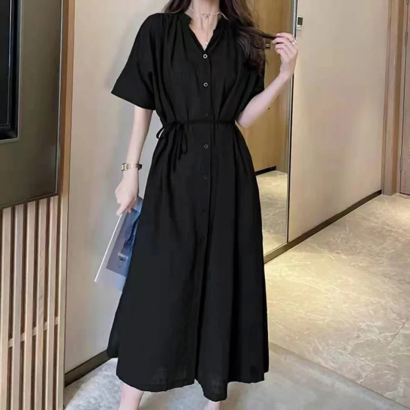 Summer Linen Single-Breasted Women's Shirt Dress, Wear Two Ways