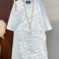 Loose Summer Glam Feather Short-Sleeve Women's Short Dress