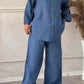 Women's Plus-Size Cotton Linen Two Piece Casual Suit