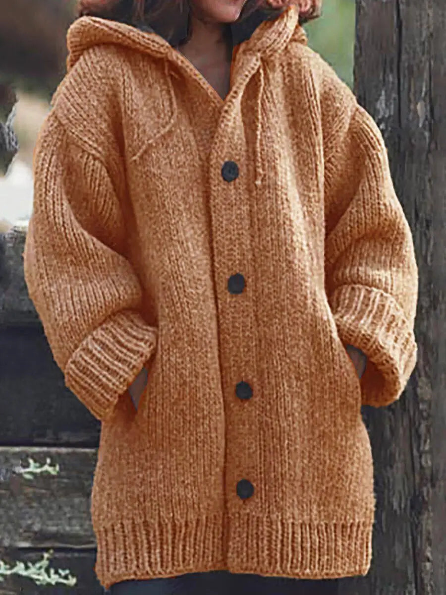 Women's Thick-Knit Hooded Cardigan Wrap Coat, Plus Sizes