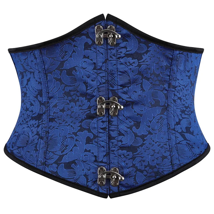 Faux Leather Underbust Corset, Goth Burlesque Corset with Embroidery, Plus Sizes