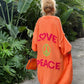 'Love and Peace' Design Women's Long Knitted Cardigan, Sweater Coat