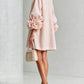 Vireous Women's Linen Mini Dress with Flower Buttons