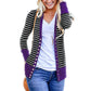 Vibrant Stripe Women's Cardigan Coat, Single Breasted Long Sleeves