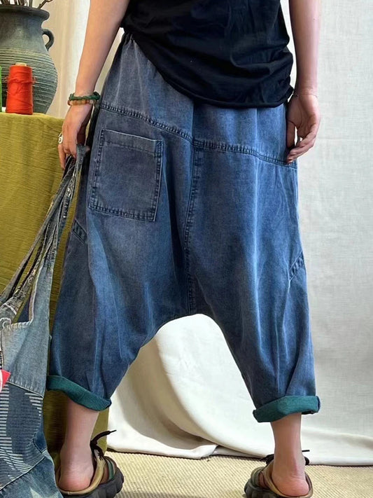 Women's Cropped Casual Baggy Denim Jeans