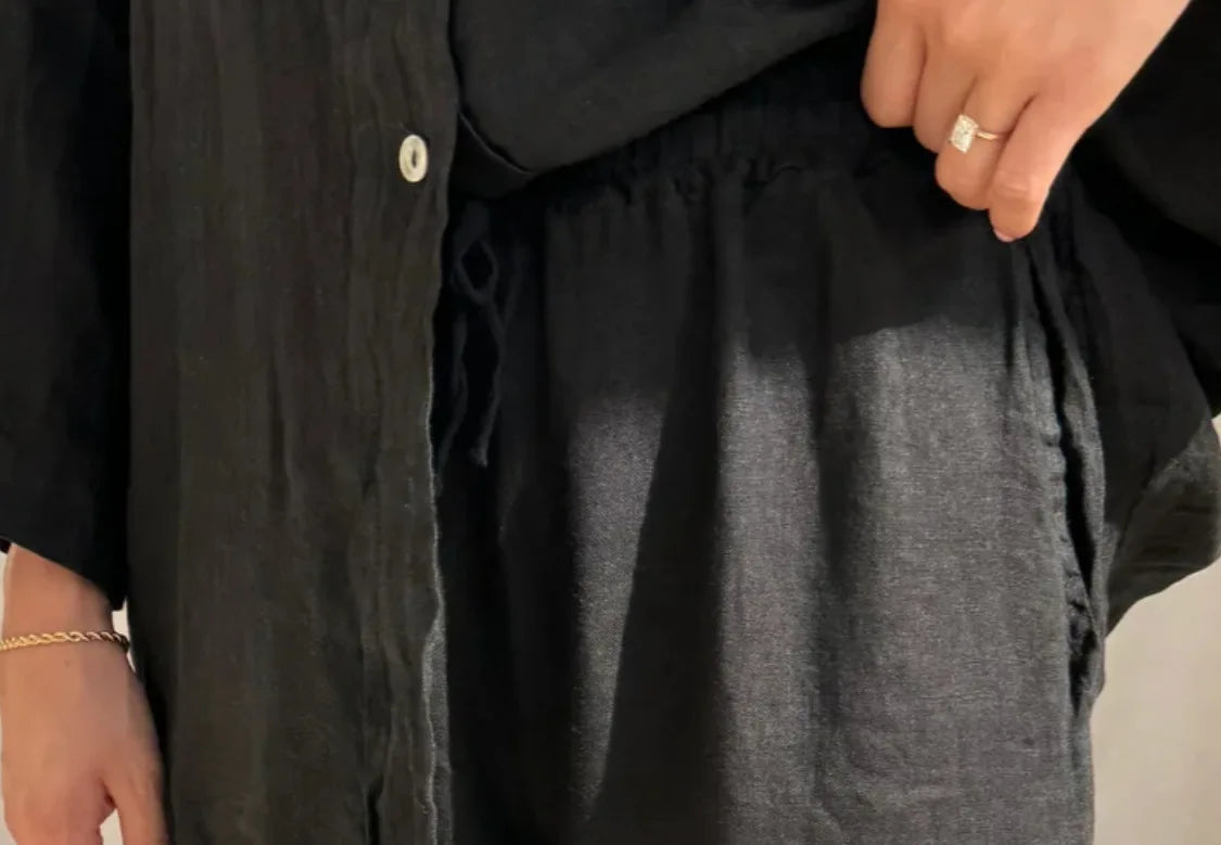 Simple Cotton Linen Women's Summer Pants Suit, Multi Colours