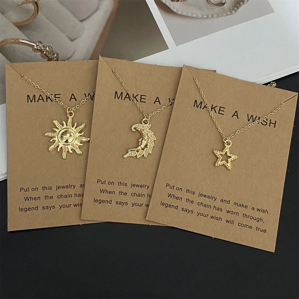 Moon Star Pendant Necklace, Multi Designs
