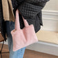 Cute Soft Plush Tote Bag, Faux Fur Shopper Bag