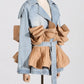 Women's Comfort Stone-Washed Denim Jacket with Bold Ruffles, Catwalk Collection
