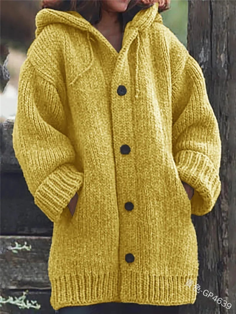 Women's Thick-Knit Hooded Cardigan Wrap Coat, Plus Sizes