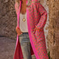 Women's Long Cardigan Coat, Festival Wear Wrap Coat with Pockets in Pink
