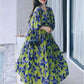 Qarkash Elegant Floral Baggy Aesthetic Dress