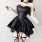 French-Style 'Goddess' Party Dress, Faux Leather in Red and Black