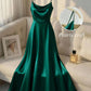 Vireous Pearl-Beaded Strap Satin Slip Retro Dress, Elegant Summer Evening Dress