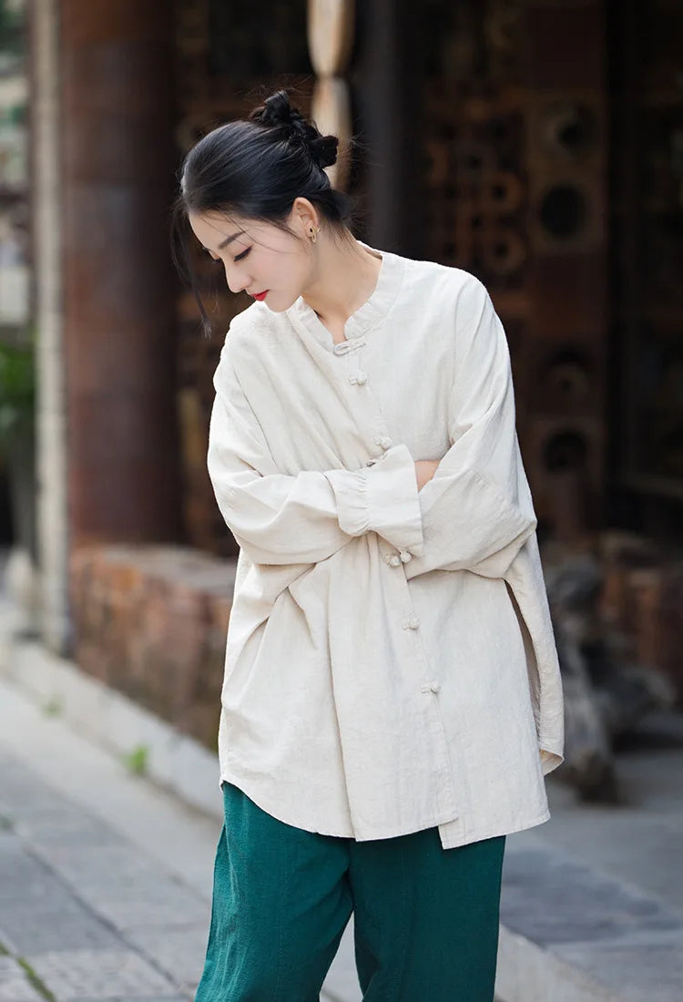 Fashion Cotton Linen Women's Stand Collar Jacket, Multi Colours