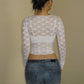 Vireous Long Sleeve See-Through Lace Crop Top