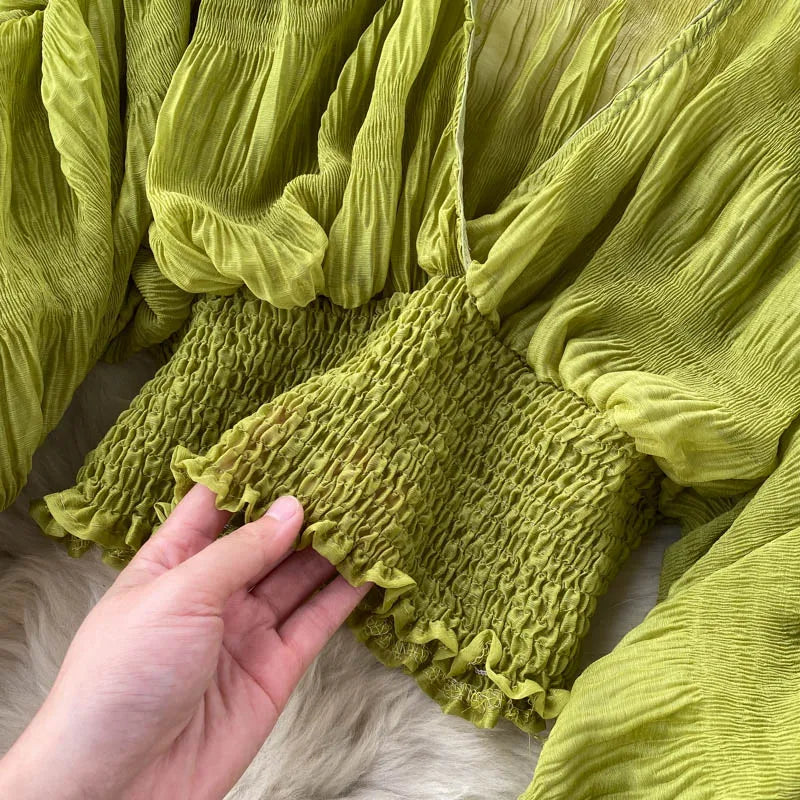 Vireous Women's Sexy Chiffon Sheer Short Blouse