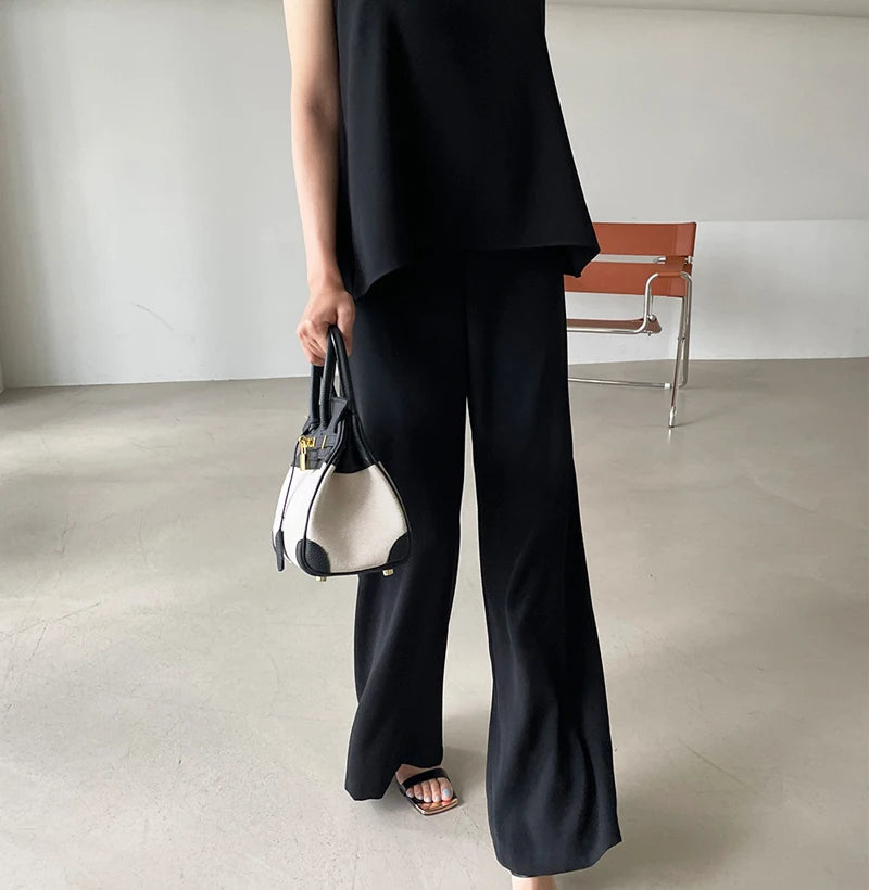 Vireous Simple Two-Piece Women's Summer Pants Suit