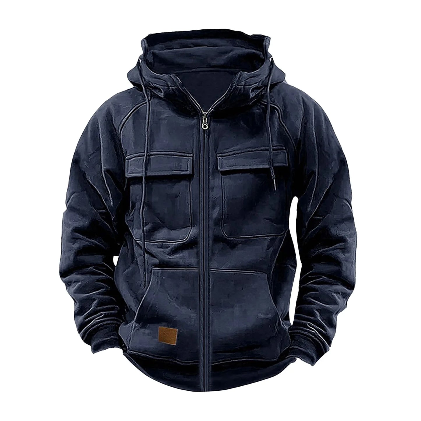 Men's Thickened Solid Hoodie, Mullti Pockets