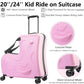 Kids Scooter Suitcase, Riding Luggage with 360-Degree Swivel Wheels