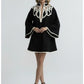 Avant Garde Black and White Contrast Bell-Sleeve Loose Fit Mini Dress
