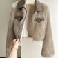 Vireous Polo Collar Women's Faux Fur Bomber Jacket, Spring and Autumn Collection