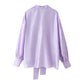 Women's Bow-Tie Drapey Casual Fashion Shirt, Long-Sleeve Blouse