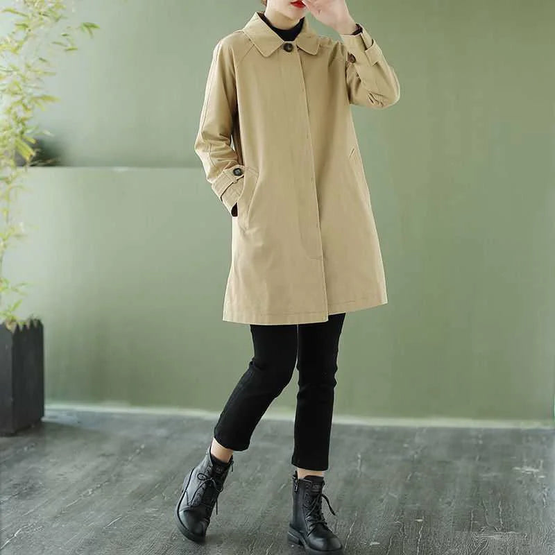 Classic Minimalist Women's Trench Coat Windbreaker, Multi Colours