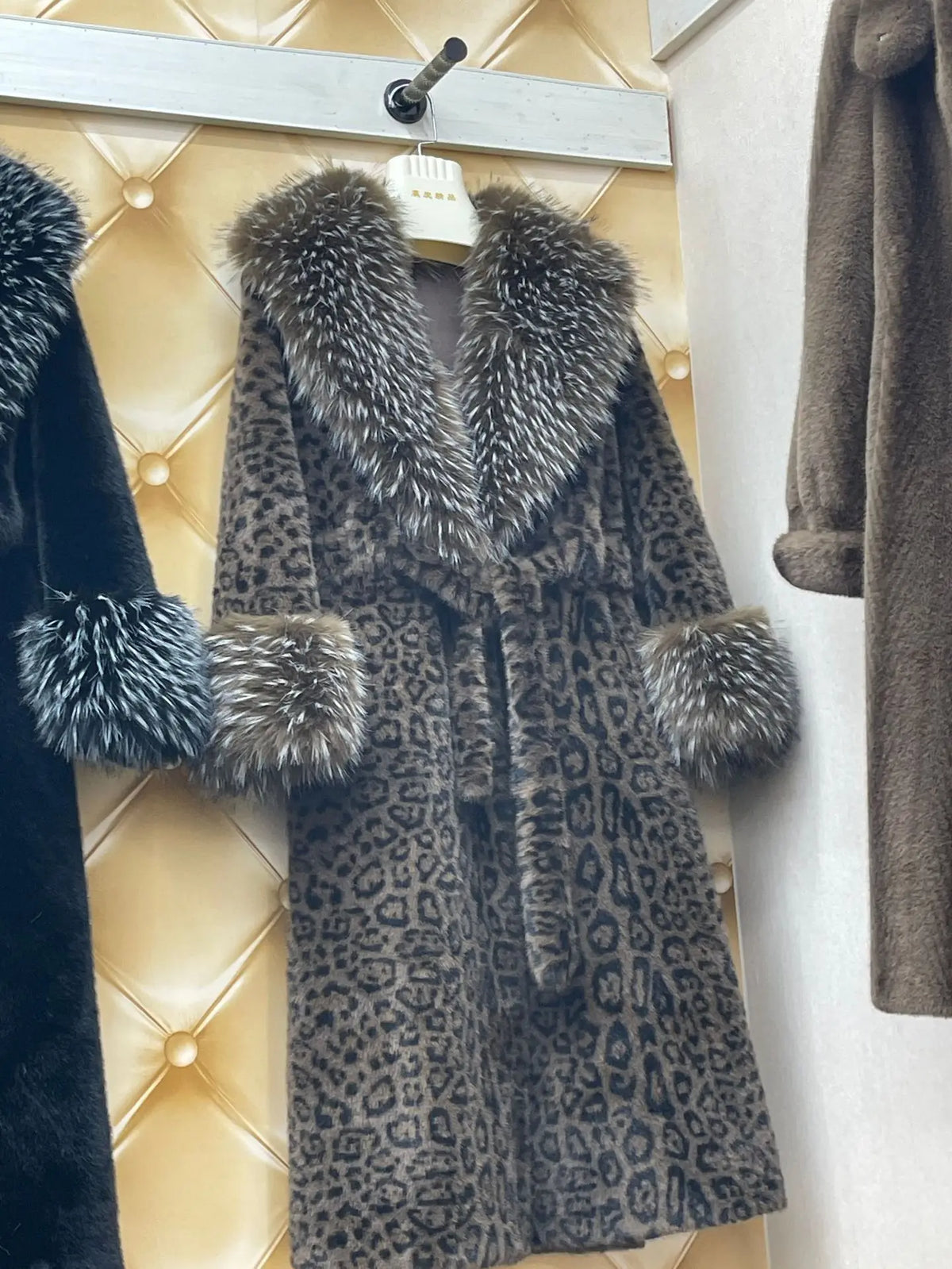Women's Luxury Faux Mink Fur Coat with Contrast Collar, Multi Colours