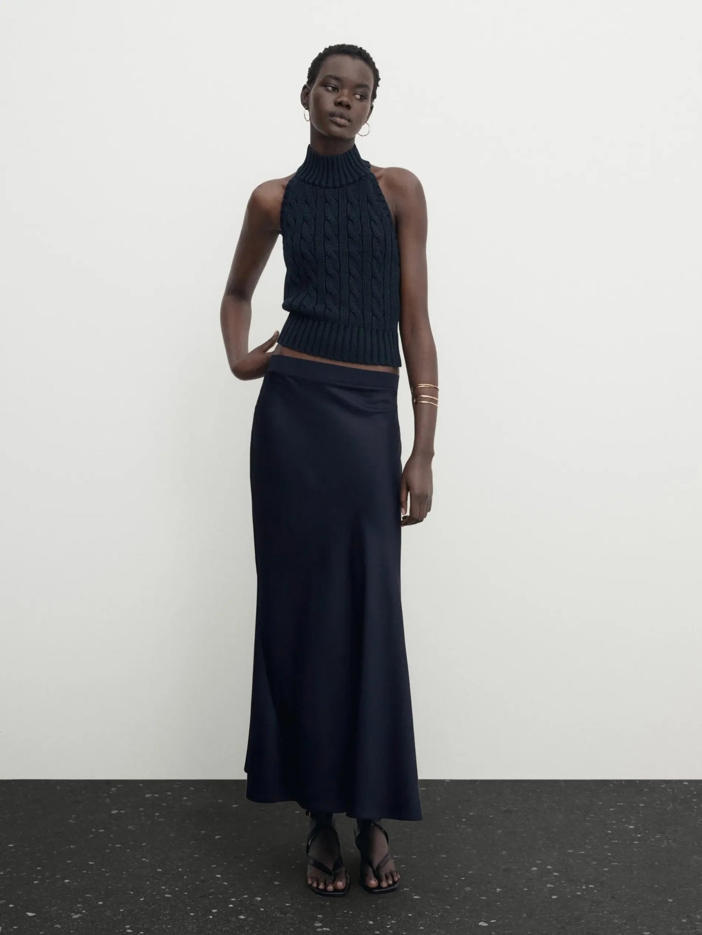 Women's High Neck Ribbed Knitted Woollen Vest Top, Catwalk Collection