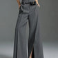 Women's Very Wide Leg Urban Pleated Split-Front Trousers