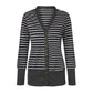 Vibrant Stripe Women's Cardigan Coat, Single Breasted Long Sleeves
