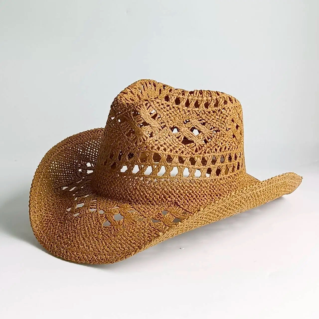 Women's Openwork Woven Cowboy Hat, Multicolours
