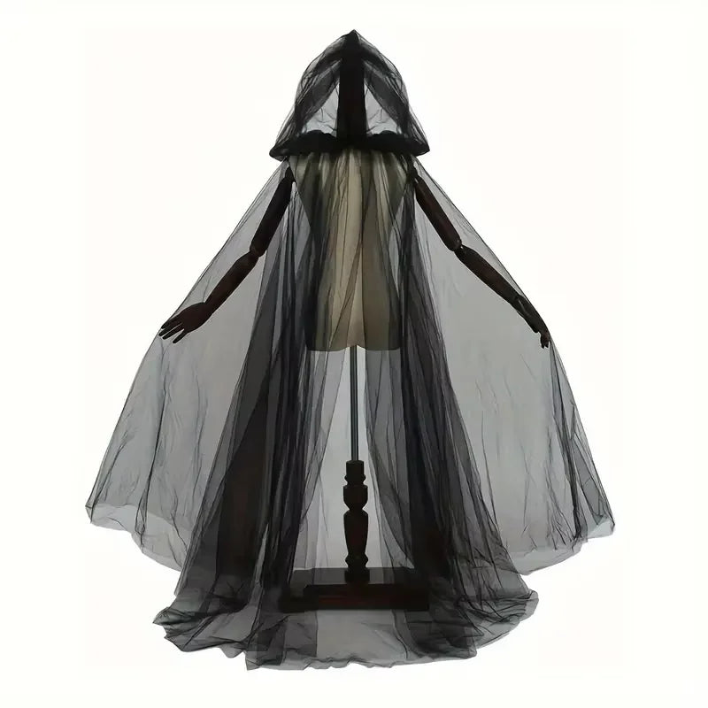 Dark Cross Full-Length Shawl, Goth Witch Vampire Cosplay Cloak in Black