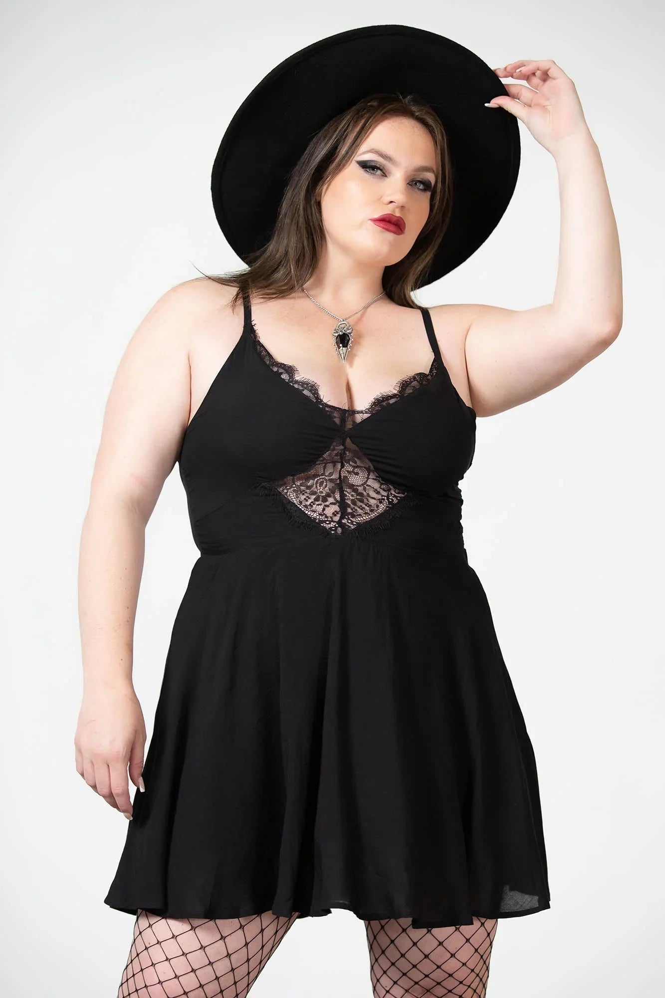 Killstar Sacralgia Lace Insert Black Flared Dress